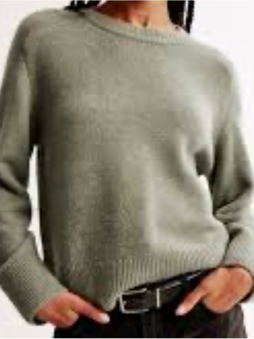 Abercrombie Oversized Crewneck Sweater - Sage Green Size Small